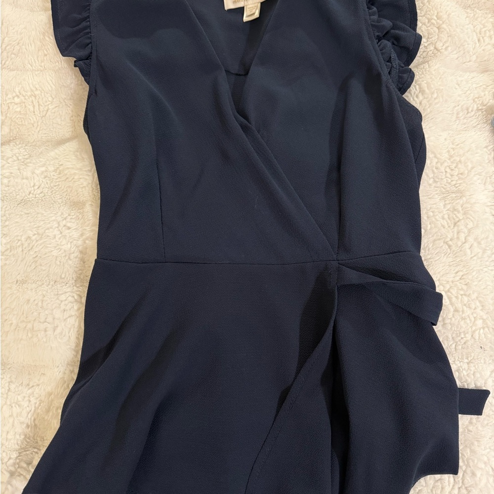 Monteau Navy Textured Blouse